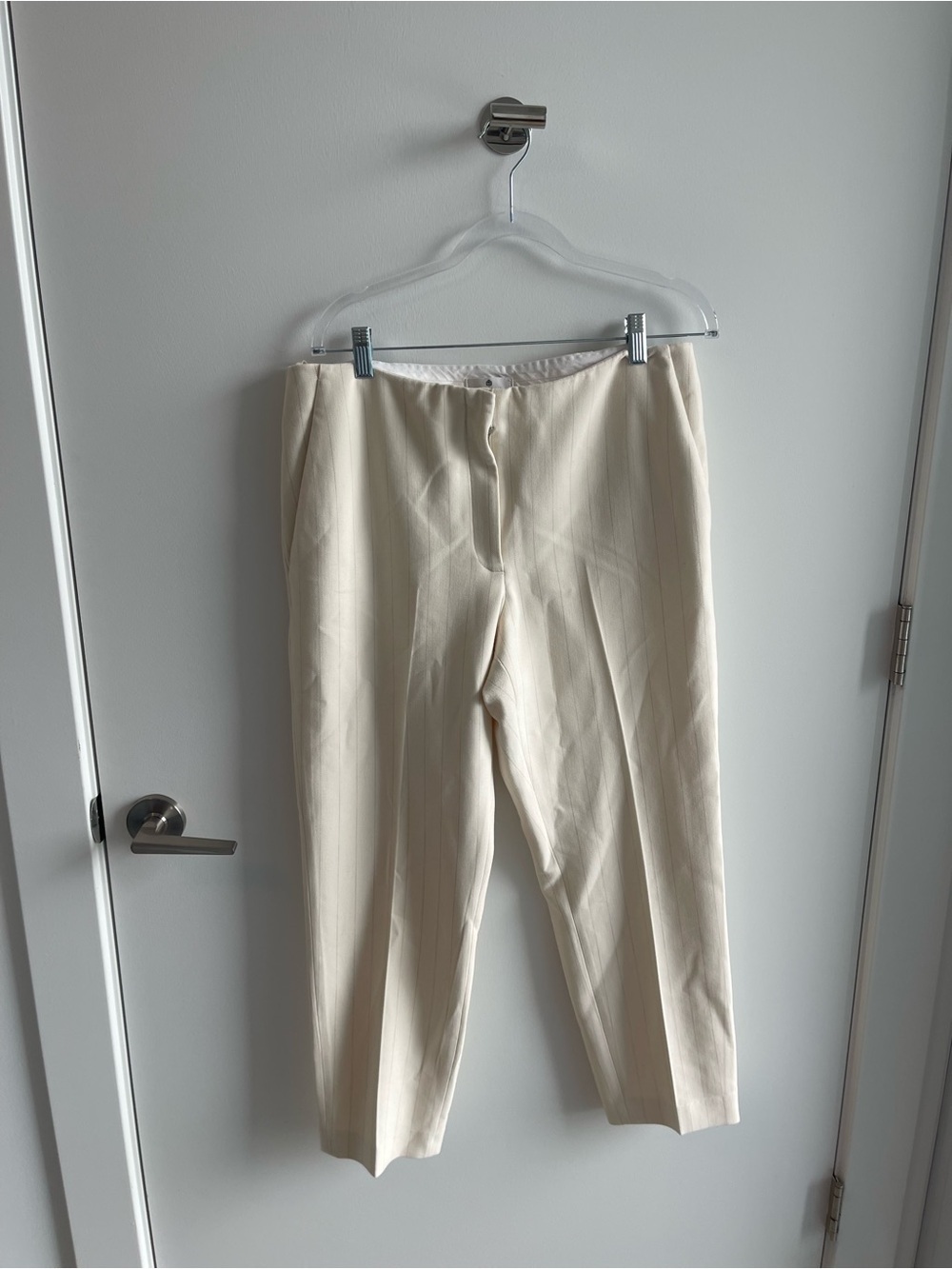 Aritzia Striped White Work Trouser Pants